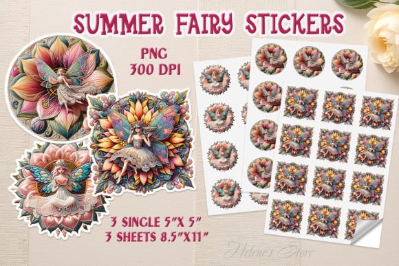 Download Cute Fairy on Flower Printable Stickers - Printable stickers Collection