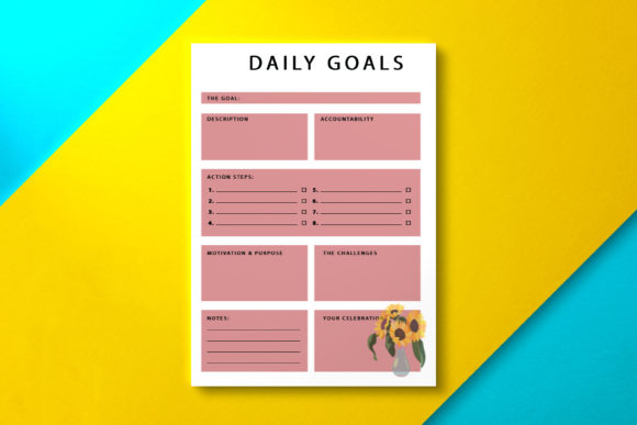 Download Daily Goal Planner Sunflower - Premium Resources