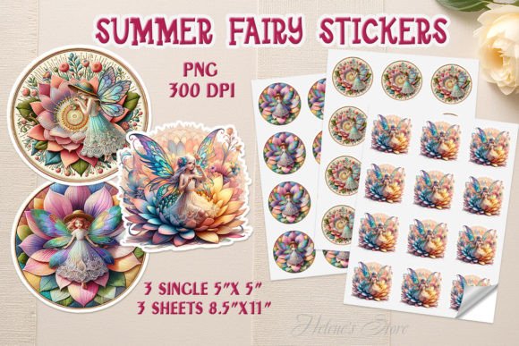 Download Cute Fairy on Flower Printable Stickers - Printable stickers Collection