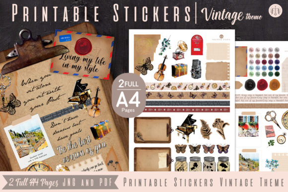 Download Printable Stickers Vintage Theme - Printable stickers Collection